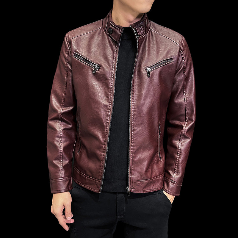 2024 High-quality Leather Men Autumn New Fashion Handsome Young Motorcycle Jack image 4