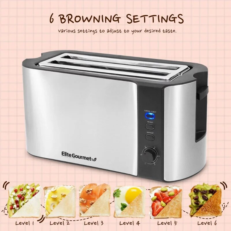 Platinum Stainless Steel 4 Slice Long Slot Toaster image 3