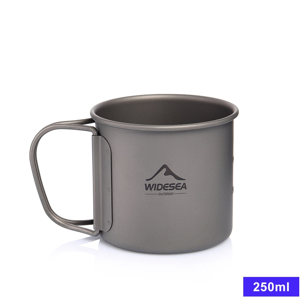 Widesea Camping Mug Titanium Cup Tourist Tableware Picnic Utensils Outdoor Kitc image 3