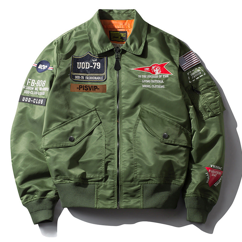 New Hip Hop Jacket Men High Quality Thick Army Navy Military Motorcycle Ma-1 Av image 7