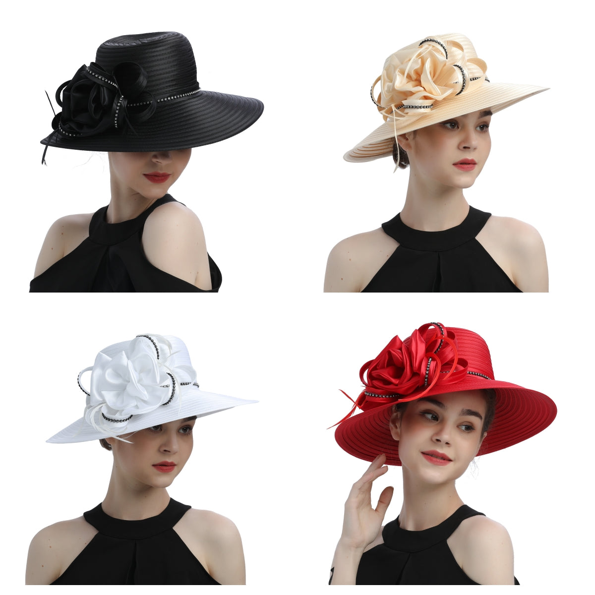 Suitable Most  Satin Cloth Church Hat Deluxe Unique Pography Wedding H image 54