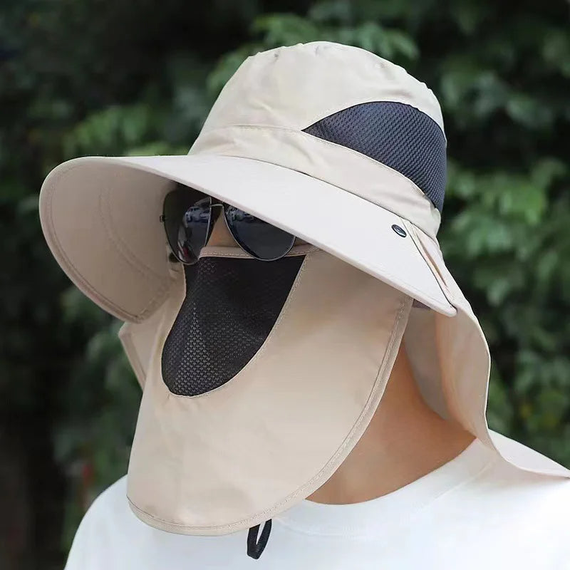 Summer Outdoor Fishing Caps Men Wide Brim UV Protective Mask Thin Casual Hats S image 4