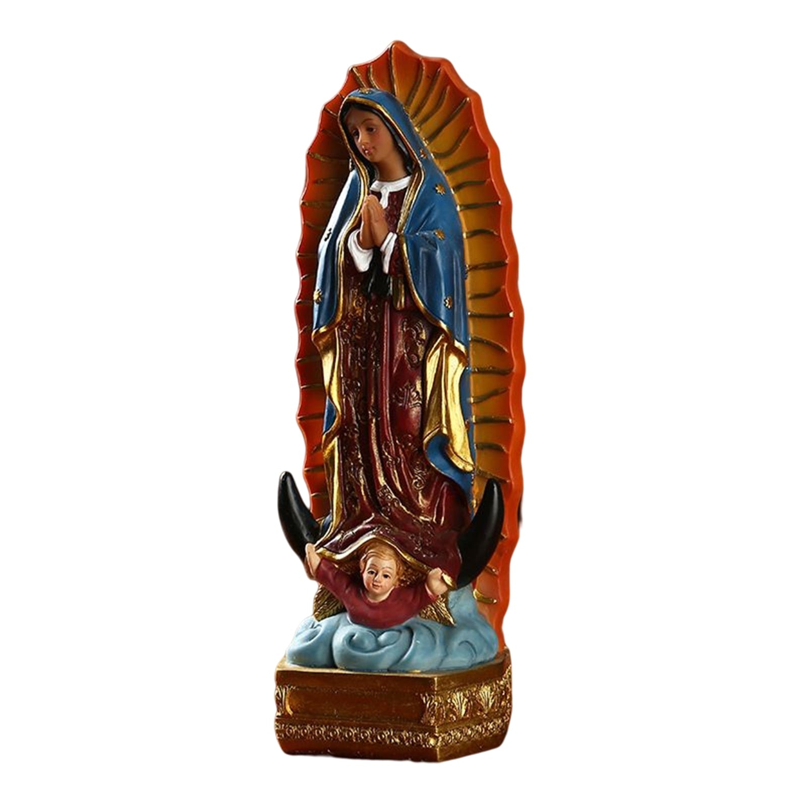Resin Mexican Virgin Mary Statue Desktop Ornament Pray Altar Virgin Sculpture H image 4