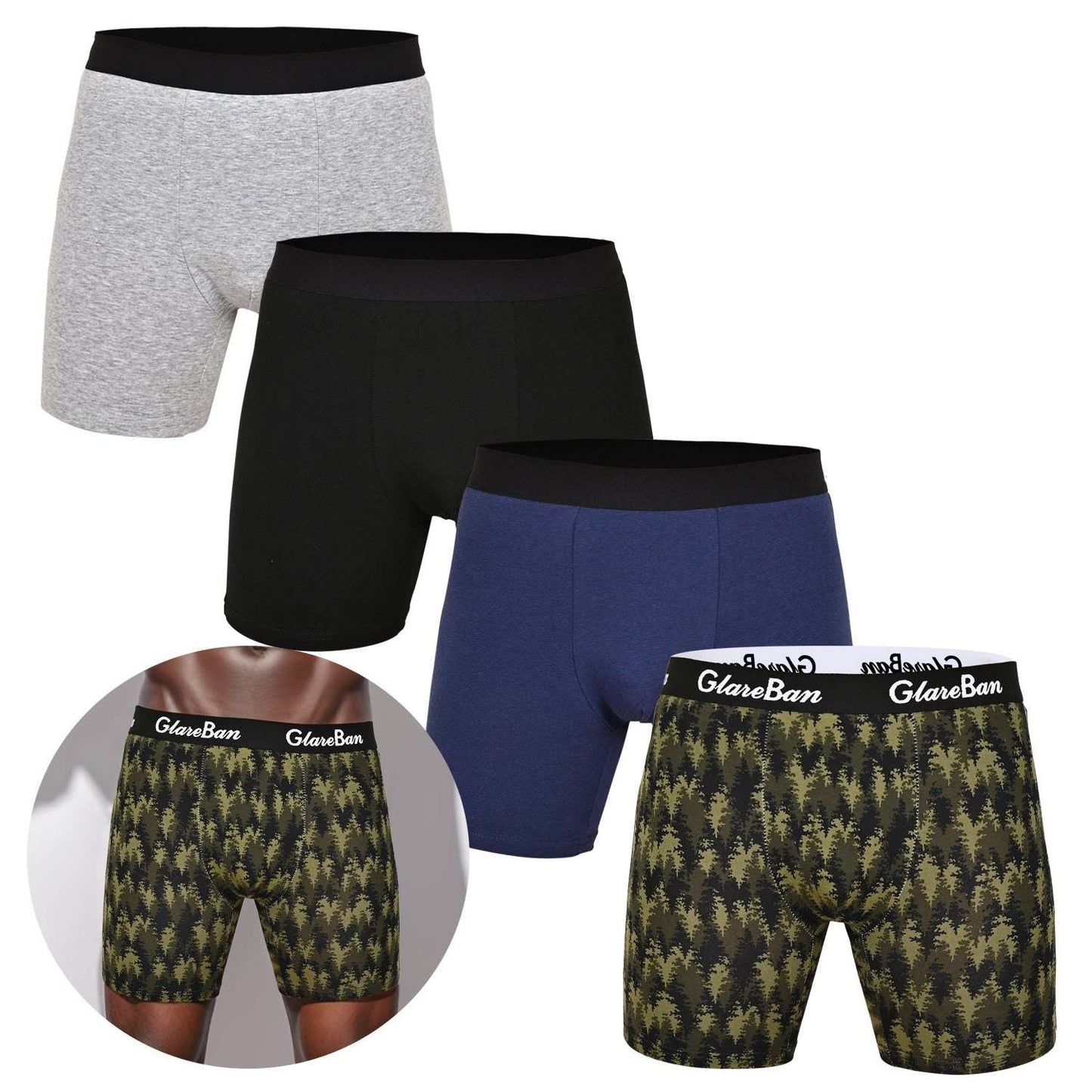 4pcs Pack Mid-Long Boxer Shorts Men Underwear Cotton Male Underpants for Mene