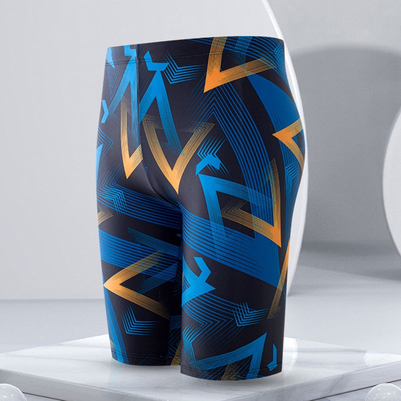 YUKE Men's Swimming Trunks Shorts Long to Knee Competitive Swim Training Swimsu