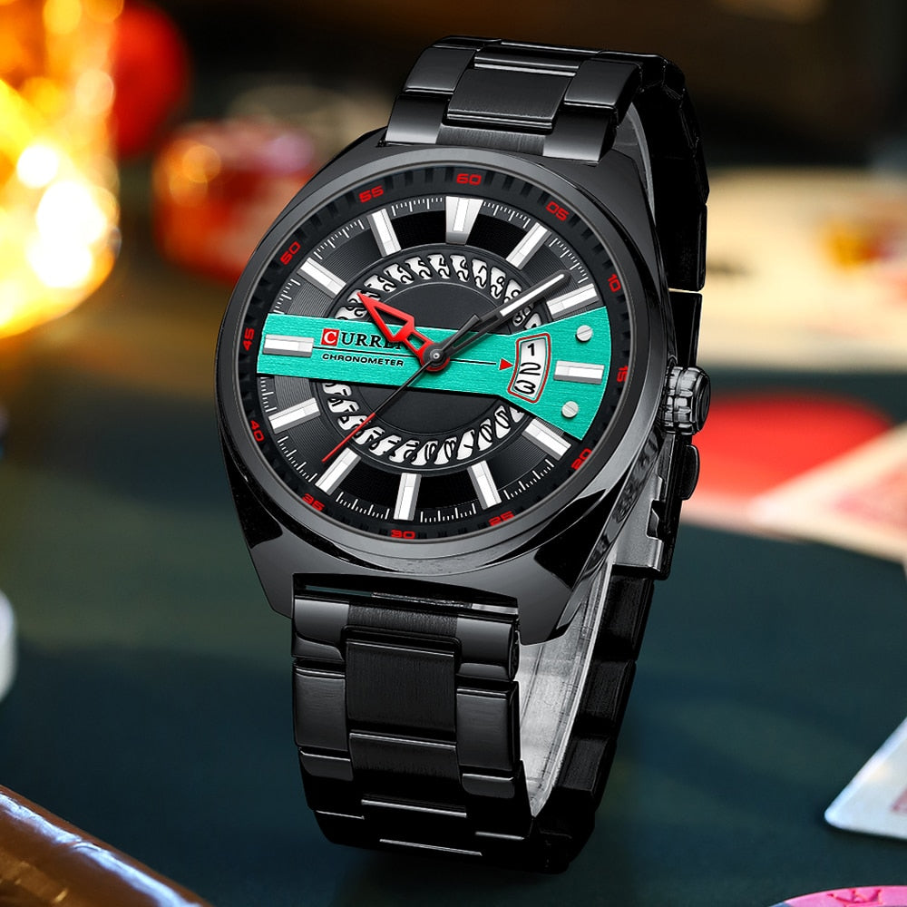 CURREN Men Watch Stainless Steel Band Luxury Quartz Wristwatches for Male Creat image 4