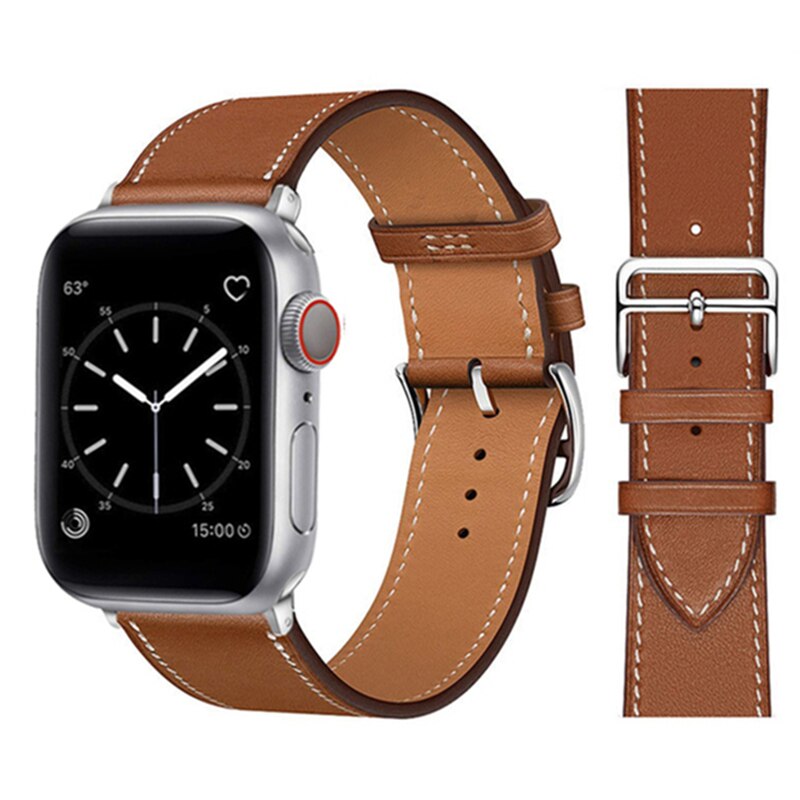 Leather Strap For Apple Watch Band 49mm 45mm 44mm 42mm 41mm 40mm 38mm Wristband image 0