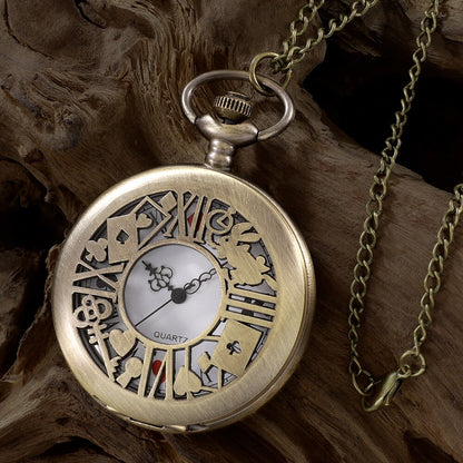 New Bronze Quartz Pocket Watch Retro Alice Theme Pocket Fob Watch Pendant Neckl image 3
