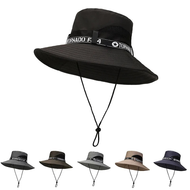 New Hot Selling Spring Summer Bucket Hat Men's Solid Color Big Brim Sun Hat Wom image 3