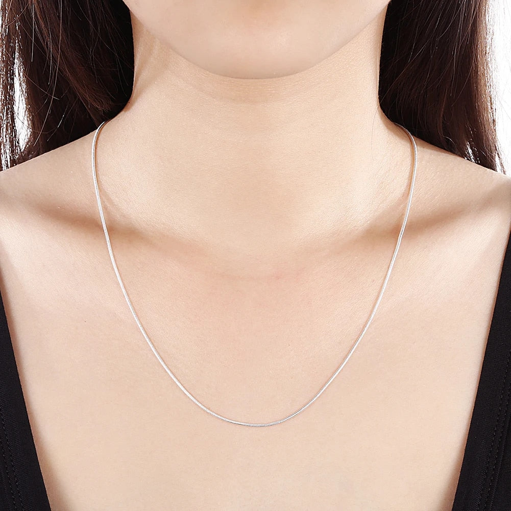 10pcs wholesale 925 sterling silver 1MM snake chain necklace for Women man 16-3 image 4