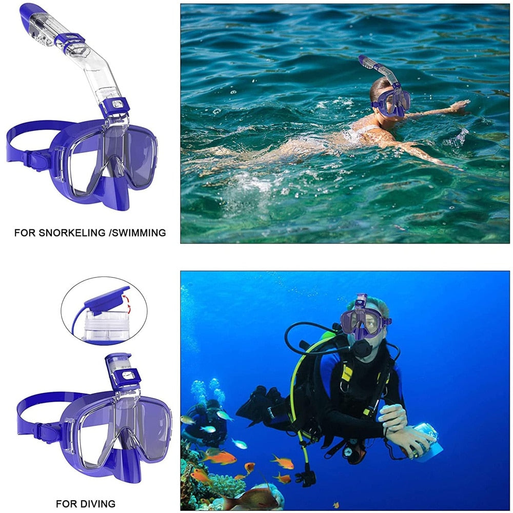 Diving Masks Foldable Anti-Fog Snorkel Mask Set with Full Dry Top System for Fr image 13