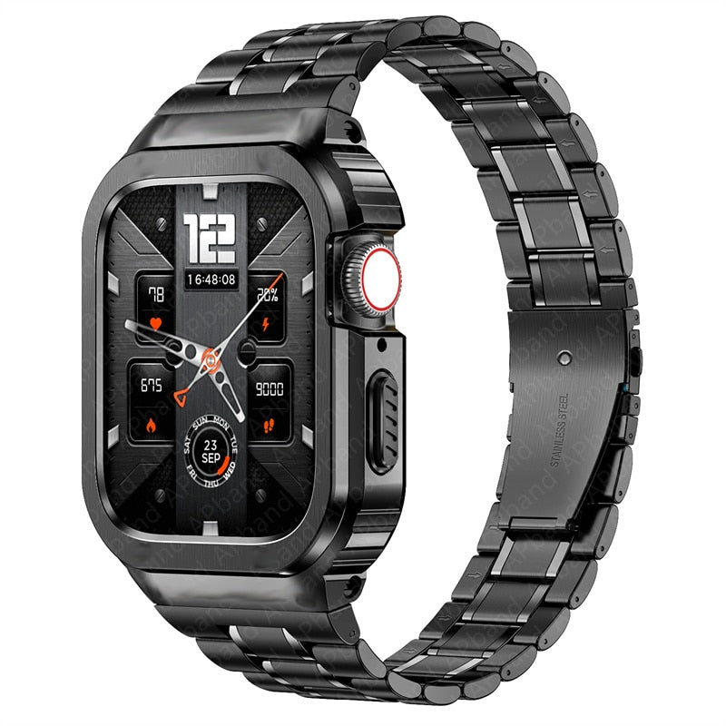 Stainless Steel Case+Strap For Apple Watch Band 44Mm 45Mm 49Mm 45 Mm B