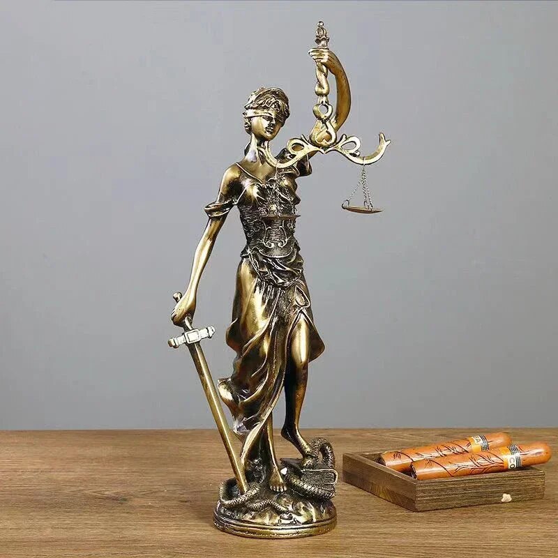ERMAKOVA European Antique Bronze Greek Justice Goddess Statue Fair Angels Resin image 1
