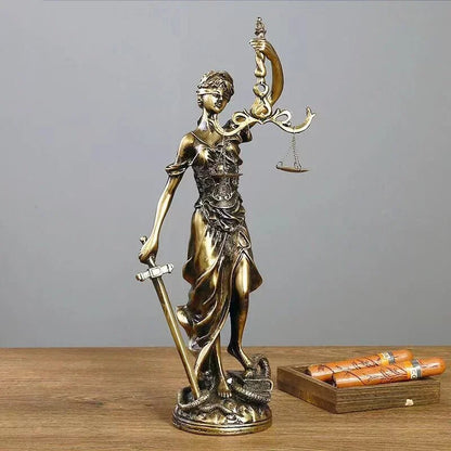 ERMAKOVA European Antique Bronze Greek Justice Goddess Statue Fair Angels Resin image 1