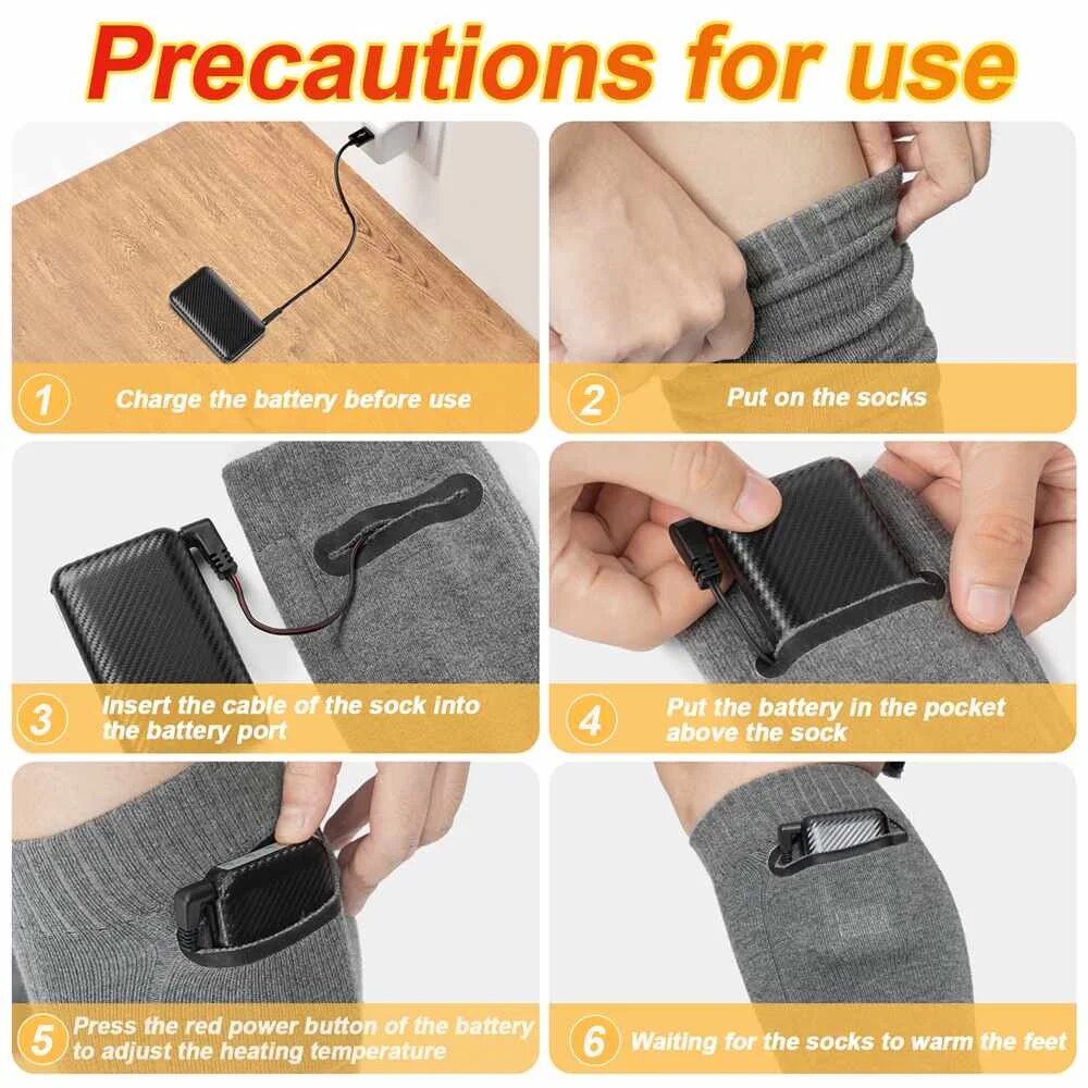 4000mAh Winter Heated Socks Remote Control Electric Heating Socks Rechargeable image 2