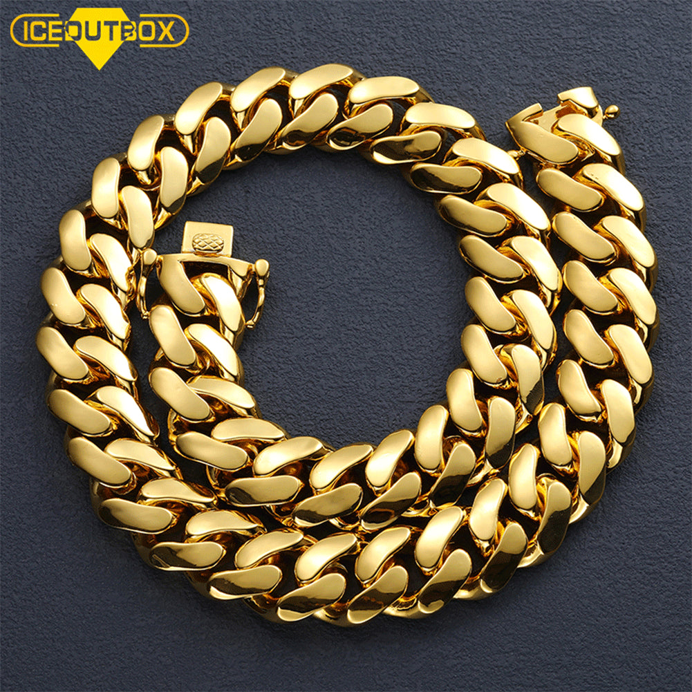New Hip Hop Jewelry 20mm Heavy Luxury 18K Real Gold Plated Custom Solid Cuban M image 1