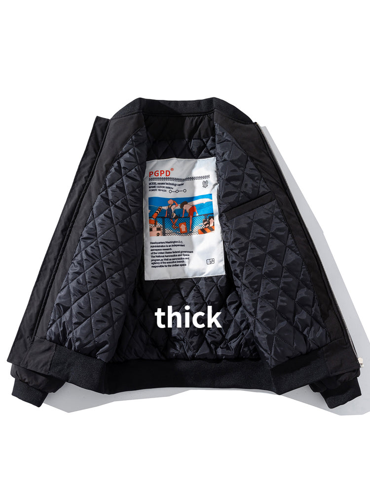 Men Bomber Jacket Autumn Winter Pilot Jacket Women Fashion Solid Baseball Coat  image 22