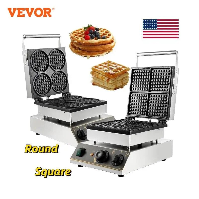 VEVOR Commercial Electric Waffle Maker Kitchen Appliance Home Round Square Shap image 2