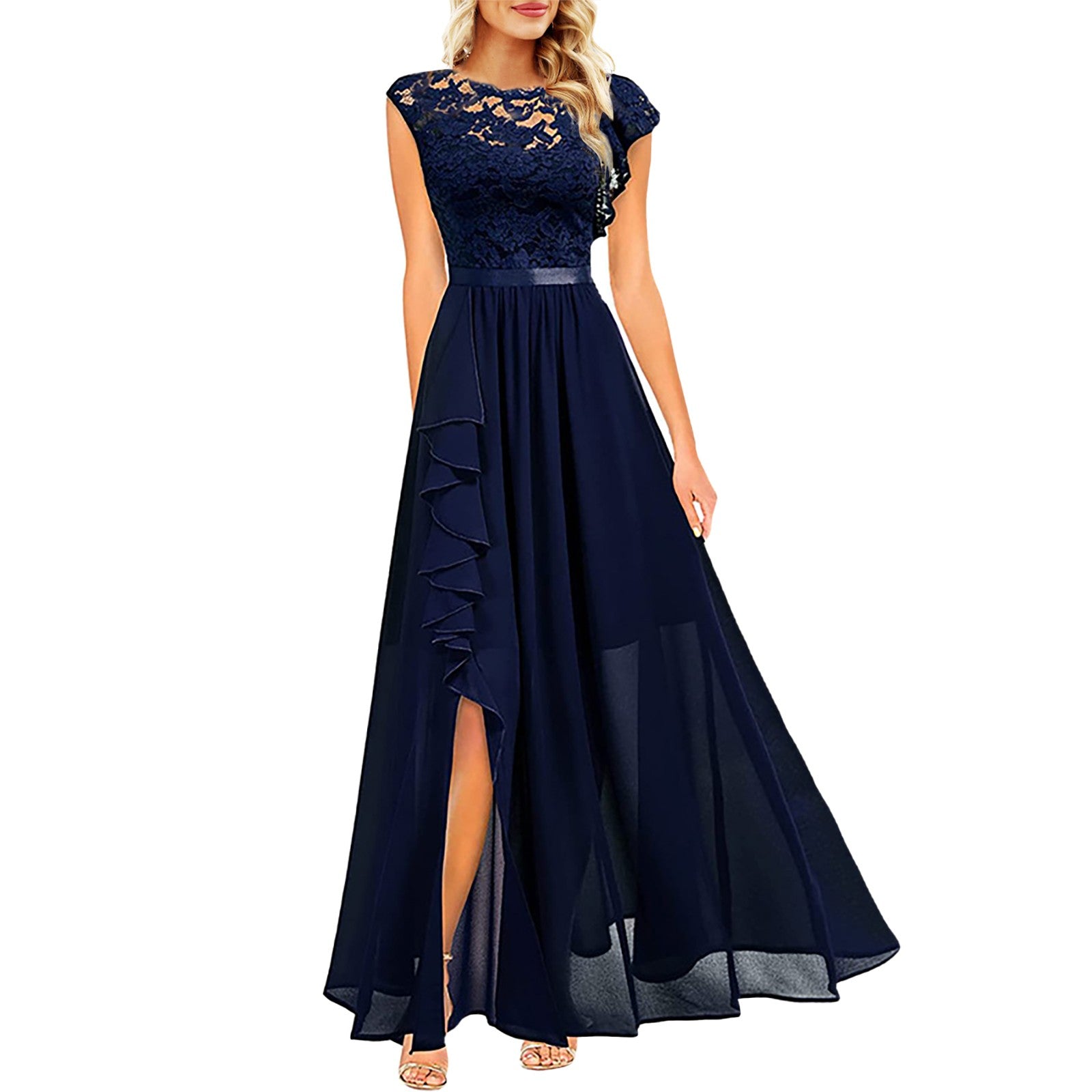 Lace Chiffon Wedding Dresses for Women Sleeveless Formal Evening Party