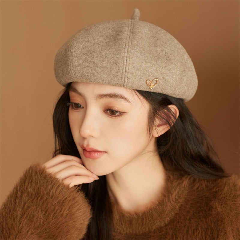 Japanese-style women's big-head beret for spring and autumn Korean retro all-ma image 5