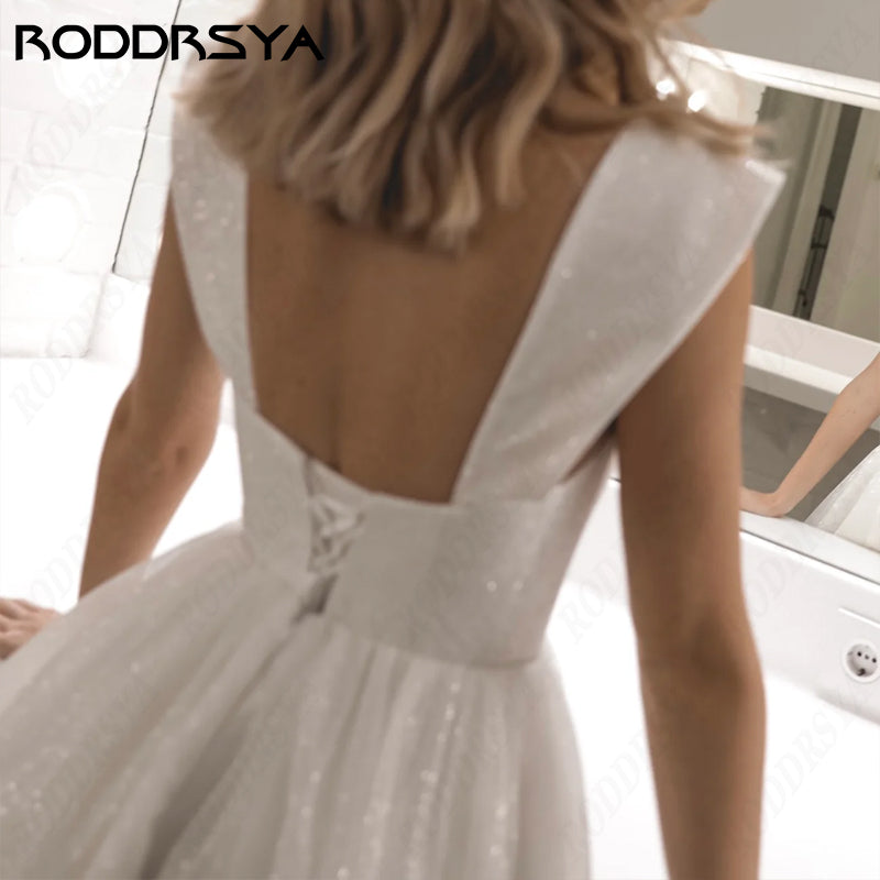 RODDRSYA Mini Wedding Dresses For Women Sparkling Tulle A-line Vestidos De Novi image 4