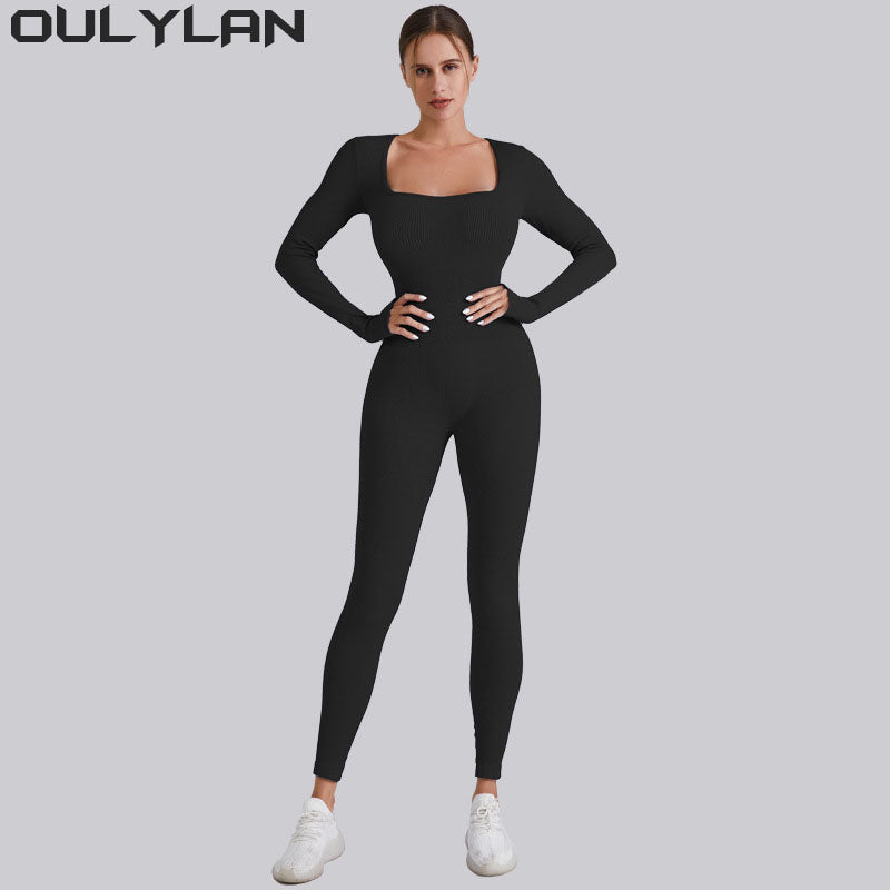 Oulylan Workout Yoga Boilersuit Women Tracksuit Jumpsuit Gym Clothes Fitness Lo image 1