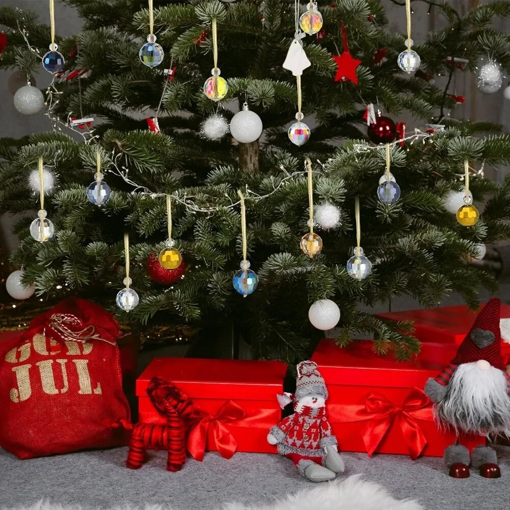60 Pcs Multicolor Crystal Christmas Ball Ornaments Ball Colorful Glass Balls Ch image 0