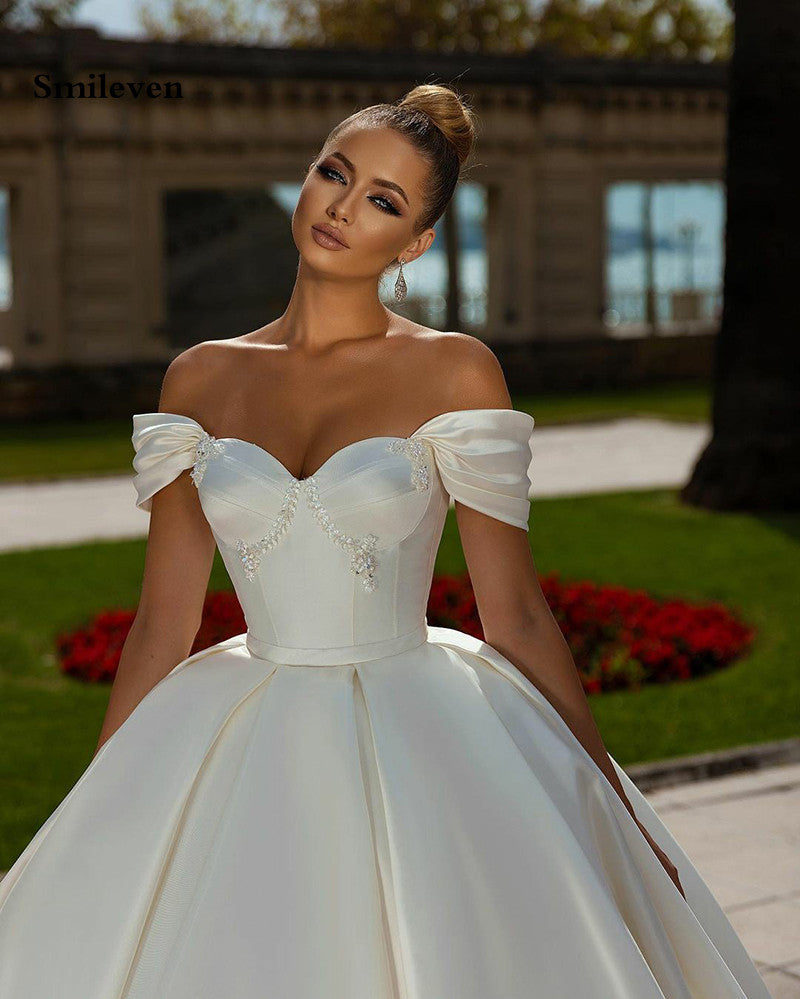 Smileven Princess Wedding Dress Off The Shoulder Sweetheart Robe De Mari©e Lace image 4