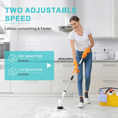 Electric Cleaning Brush with 7PCS Heads Bathroom Kitchen Cordless Handheld Show image 6