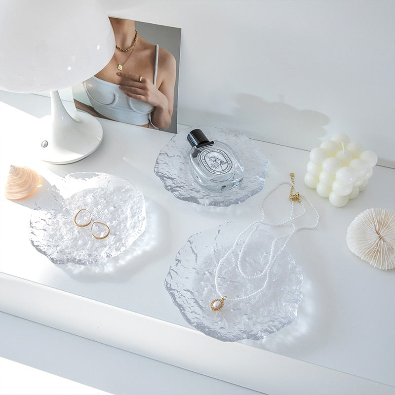 Transparent Glass Plate Creative Jewelry Storage Tray Decorative Plates Cake De image 1