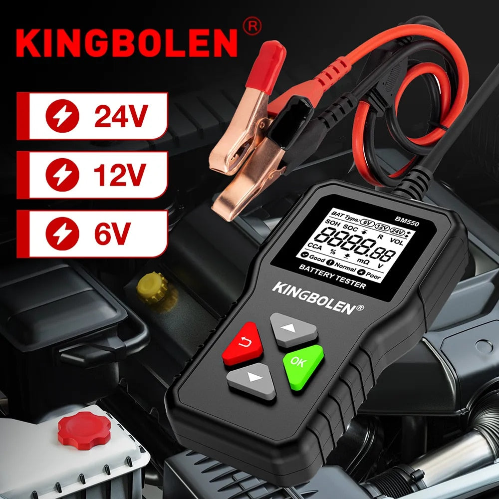KINGBOLEN BM550 Car Battery Tester 6V 12V 24V 100-2000 CCA Battery System Detec image 2