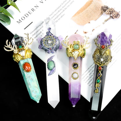 1PC Crystal Scepter Chakra Natural Quartz Crystal Point Magic Wand Stick Wicca image 7