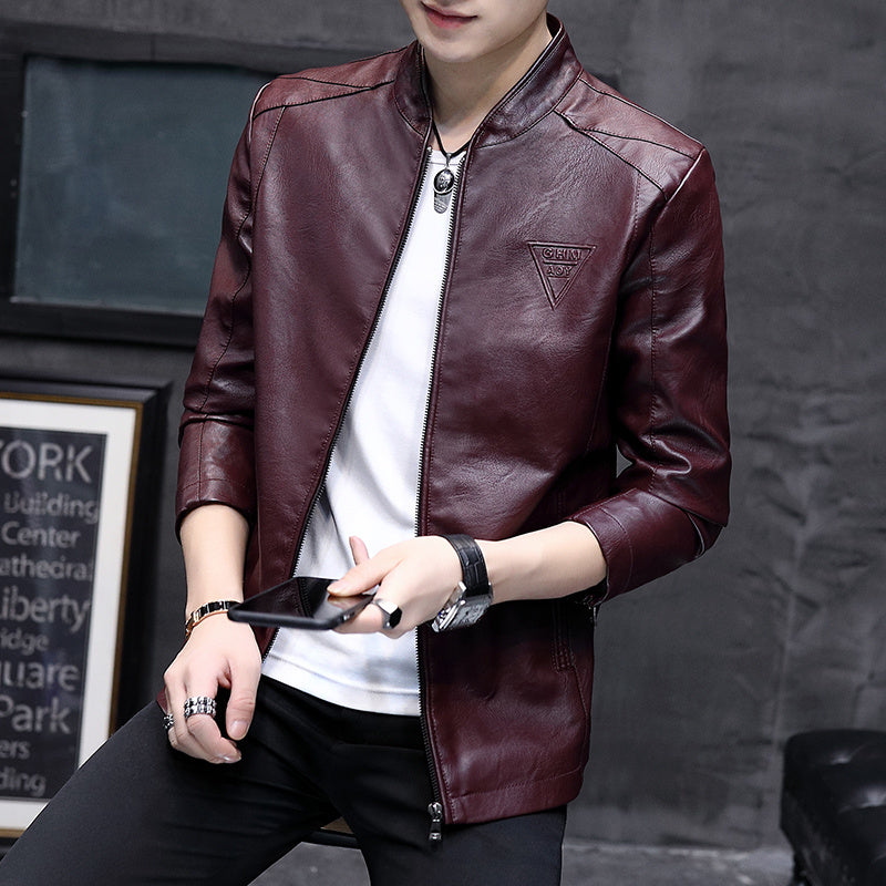 Men's Biker Leather Jacket 2023 Autumn  Men's Fashion Trend Decorative Motorcycl image 6