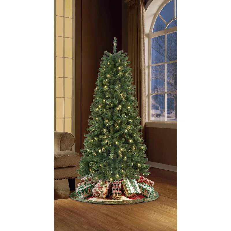 7 ft Bridgeport Spruce Artificial Christmas Tree with 300 Warm White LED, Metal image 4