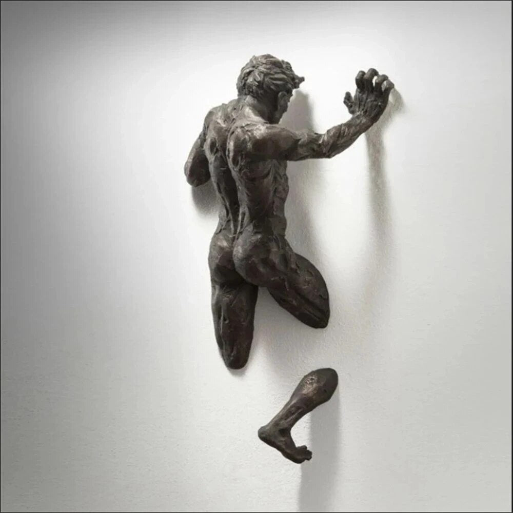 New Imitation Copper Wall Decor Abstract Character Resin Rock Climbing Man Stat image 0