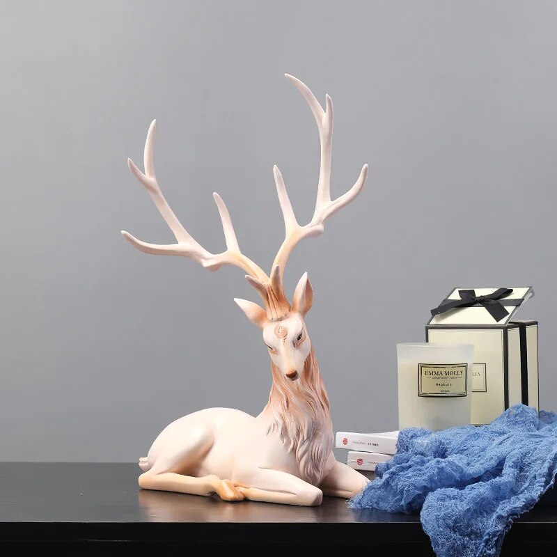 High End Deer Statue Reindeer Figurines Resin ELK Sculpture For Living Room Lux image 4