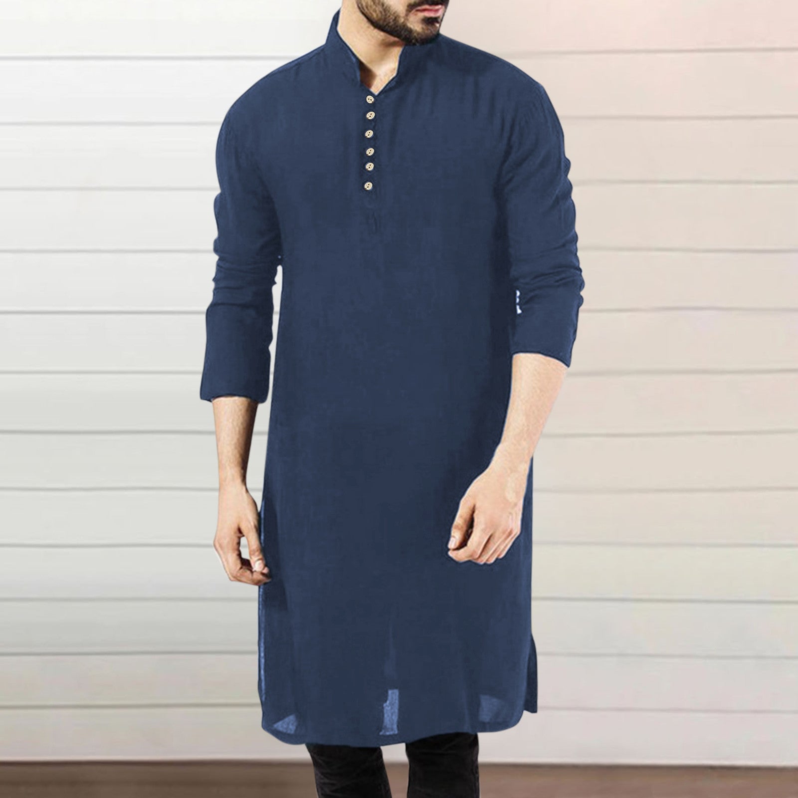 Jubba Thobe Islamic Clothing for Muslim Fashion Man Long Robes Solid Long Sleev image 3