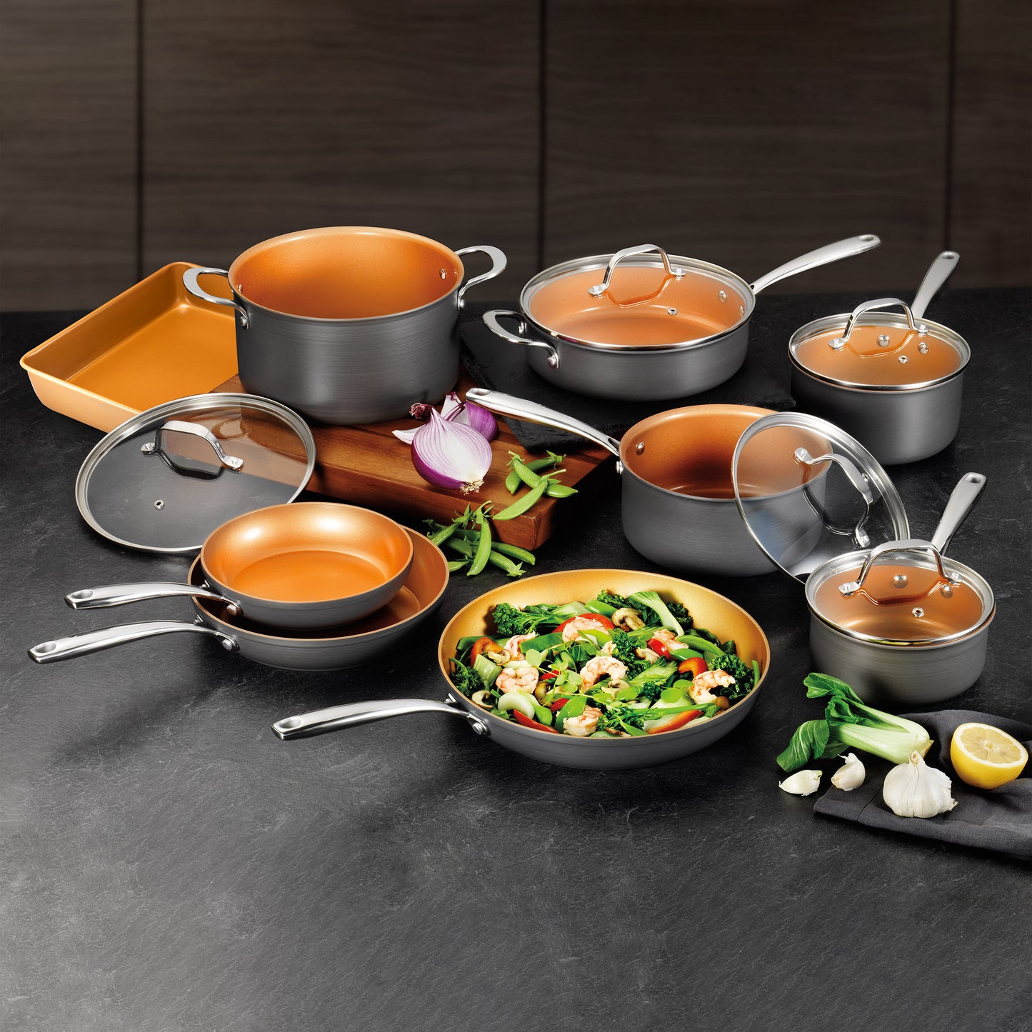 Gotham Steel Pro Non-Stick Hard Anodized 14-Piece Cookware Set image 1