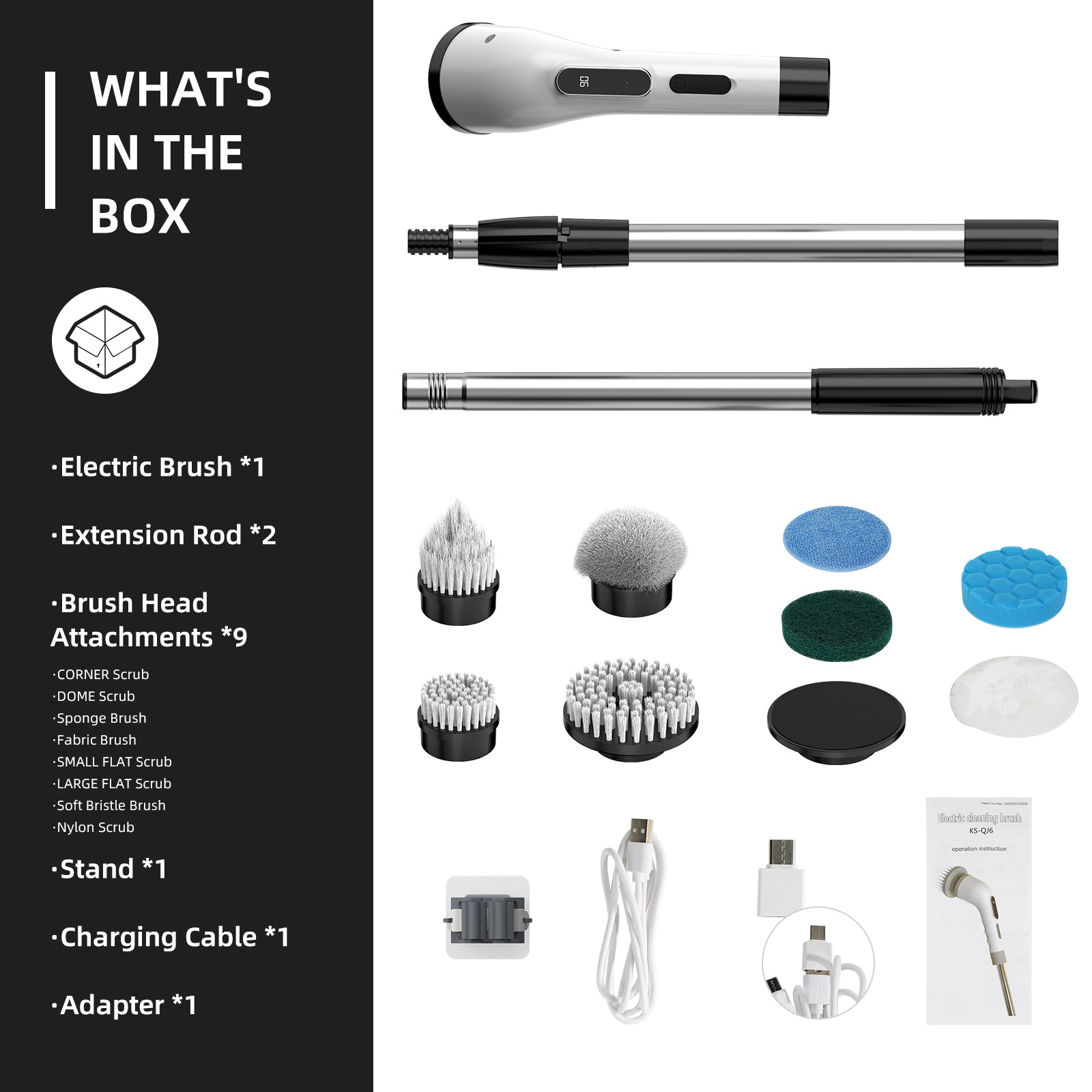 Viladepot Electric Cleaning Brush 9 in 1 Multifunctional Wireless Rotatable Cle image 5