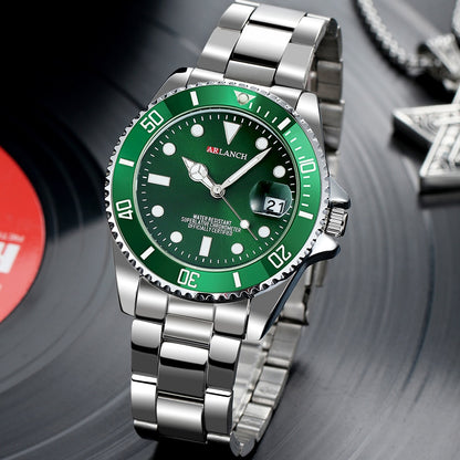 Classic Mens Watch Quartz Green Ghost Diver Series Stainless Steel Waterproof C image 9