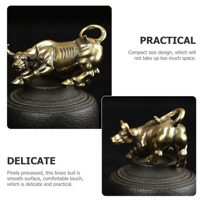 Brass Bull Figurine Mini Copper Cow Ox Statue Cattle Pendants Cow Charms Statue image 5