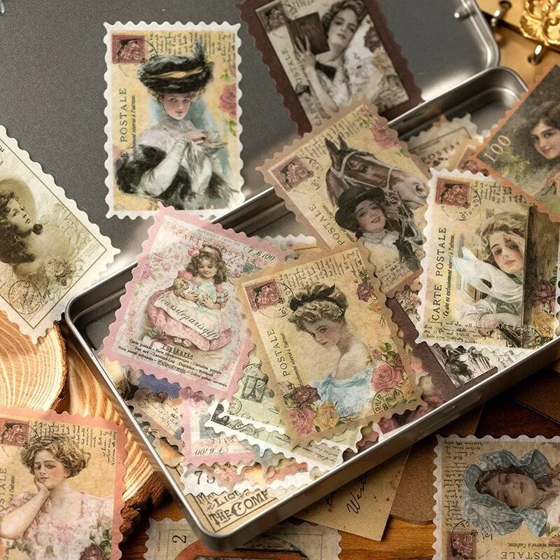 60pcs Retro Junk Journal Sticker kit DIY Diary Scrapbook Decora Sticker Suit fo image 0