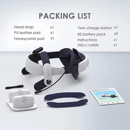 BOBOVR M2 Plus Head Strap Twin Battery Combo Compatible with Meta Quest 2 VR Po image 0
