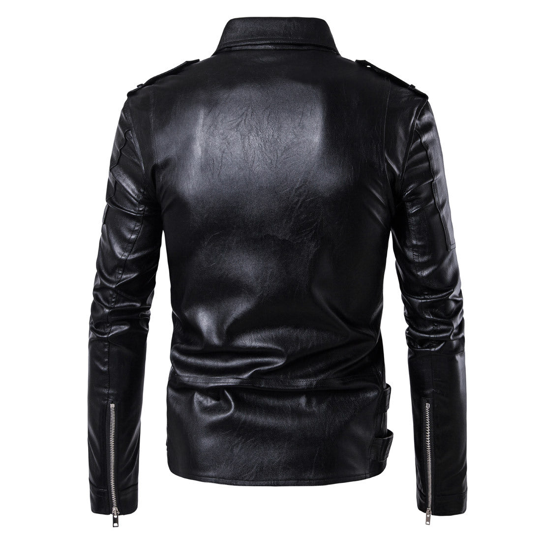 Men Faux Leather Coat Zipper Overcoat Motor Jacket Men's Bomber Jackets Fashion  image 5