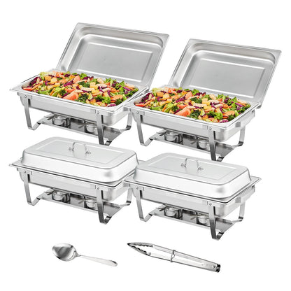 VEVOR 8QT Rectangle ChaFolding Dish 4/6 Packs Stainless Steel  Chafer with Full Si