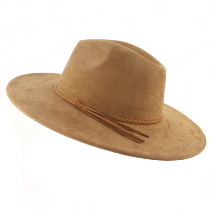 Suede Top Hat 9.5cm Wide Brim Fedora Hat Men Women Autumn Winter Felt Jazz Hats image 17