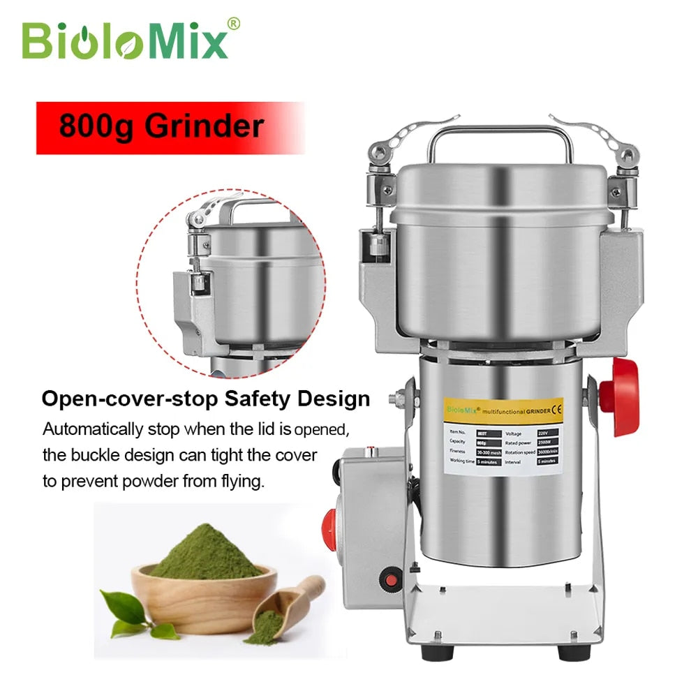 BioloMix 800g 700g Grains Spices Hebals Cereals Coffee Dry Food Grinder Mill Gr