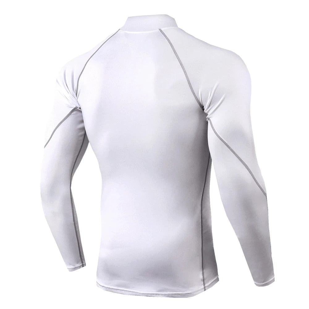 Men Bodybuilding Sport T-shirt Quick Dry Running Shirt Long Sleeve Compression image 8