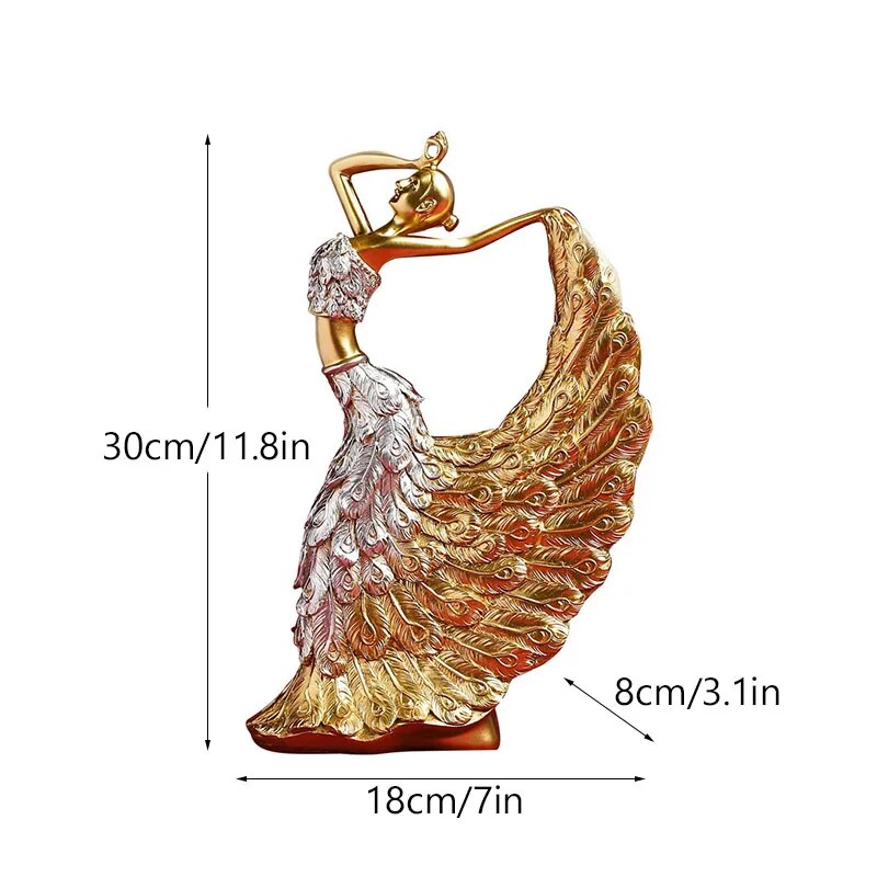SAAKAR Resin Retro Peacock Dancer Statue Figurines for Interior Figure Decorati image 1