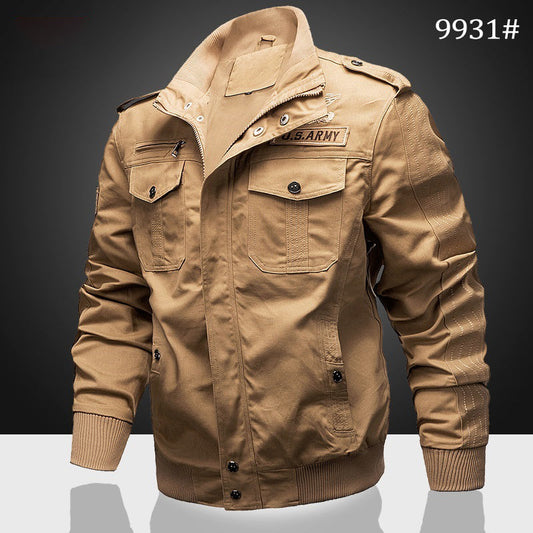 Men'S German Military Special Forces Pilot Jacket  Embroidered Cotton Zip-Up Coat